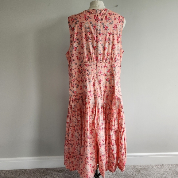 100% Cotton Floral print Cottagecore side button Sleeveless Tank Midi Maxi Dress - Picture 3 of 16